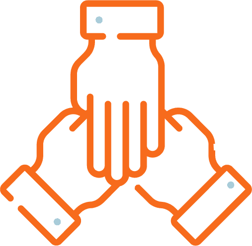 Connected hands relationship icon