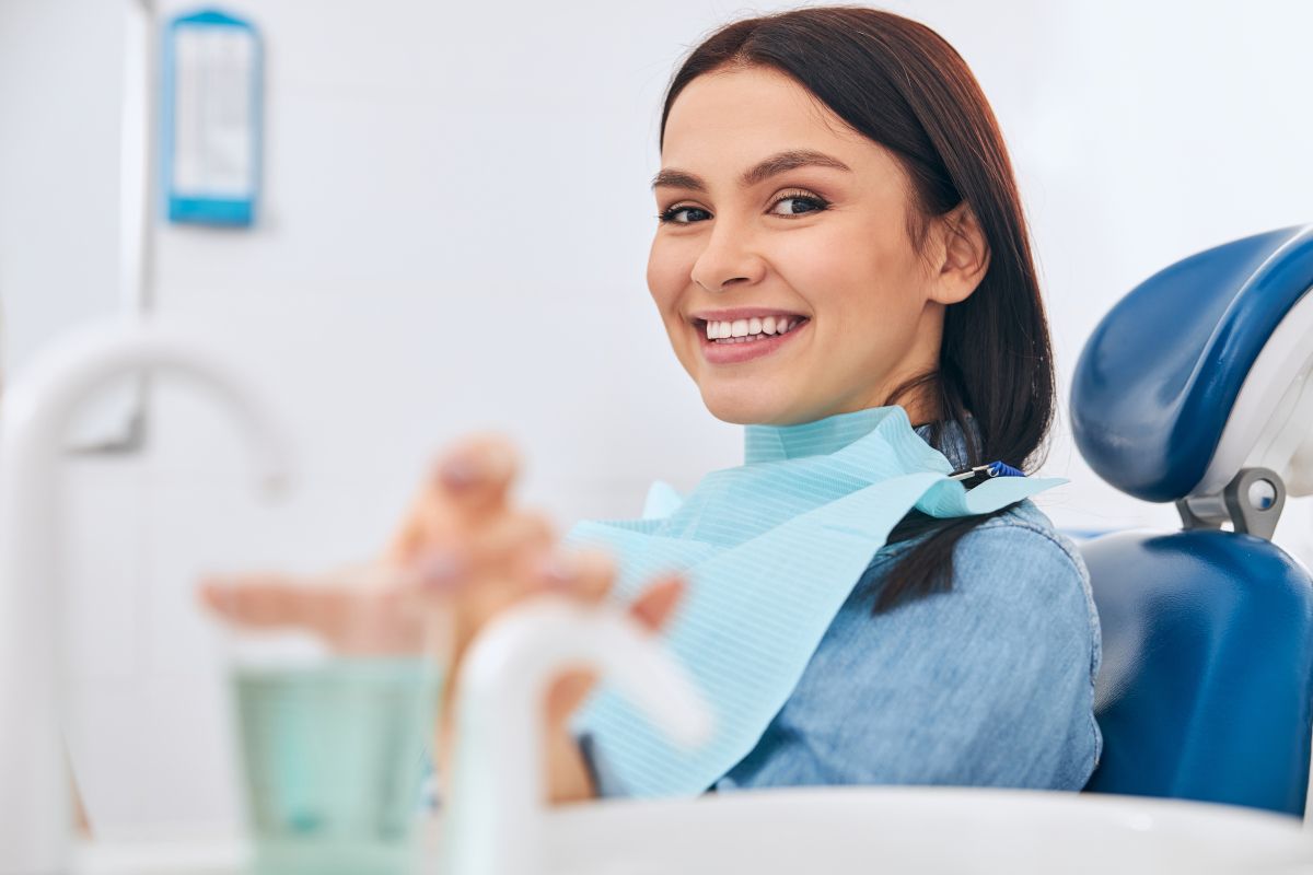 Patient smiling in dental chair