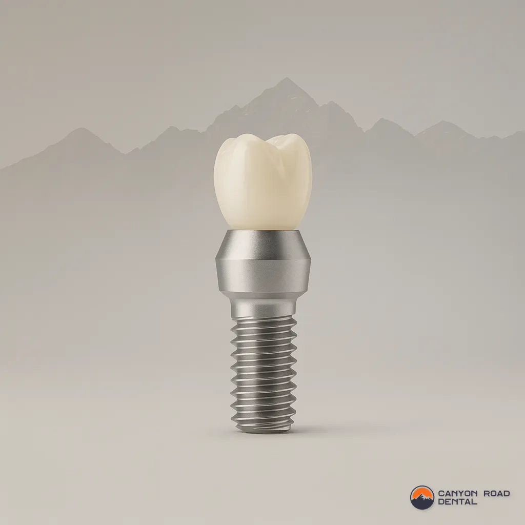 Minimalist dental implant model on a soft neutral background
